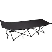 Розкладачка туристична 185*60*50 см зі сталевим каркасом, чорний