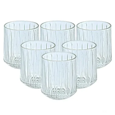 Набір склянок для віскі ребристих 6 штук по 315 мл, прозорий