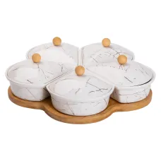 Менажница фарфоровая 5 секций на вращающейся подставке