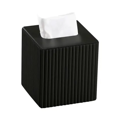 Салфетница из экокожи 13х13х14,7 см, черный