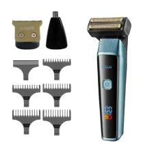 Электробритва-шейвер VGR V-366 с насадками для сухого и влажного бритья, синий