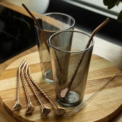 Набор бомбилий для мате 6 штук из нержавеющей стали, бронза Набор бомбилий для мате 6 штук из нержавеющей стали, бронза