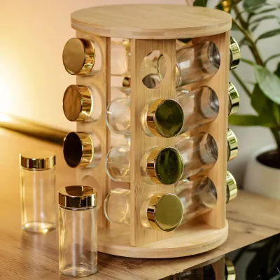 Набір ємностей для спецій 16 баночок по 110 мл на дерев'яній підставці