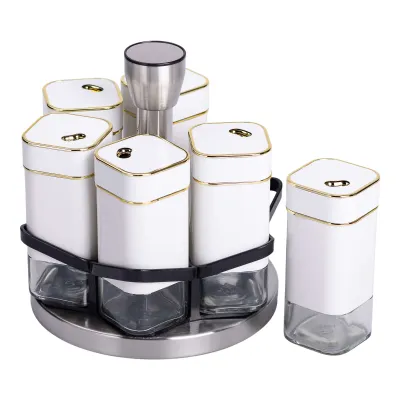 Набір для спецій 6 штуки по 120 мл на підставці, білий Набір для спецій 6 штуки по 120 мл на підставці, білий