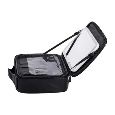 Косметичка-органайзер с LED-зеркалом 26х22х9 см из экокожи, черный Косметичка-органайзер с LED-зеркалом 26х22х9 см из экокожи, черный