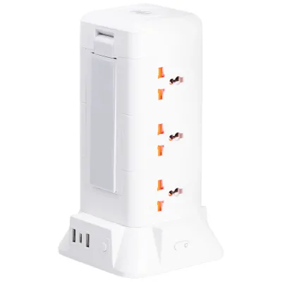 Сетевой фильтр-удлинитель TOWER 9 розеток LED-лампа 3USB + 1PD 2,8 метра