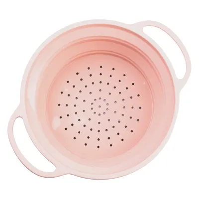 Друшляк силіконовий складаний об'ємом 2.6 літри, рожевий