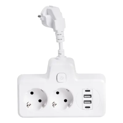 Мережевий фільтр-розгалужувач SNAILS 2 розетки LED 4 USB 8 см, білий