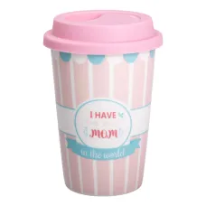 Стакан фарфоровый 420 мл с силиконовой крышкой, i have the best mom