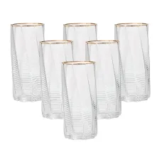 Набор стаканов 3-D print высоких 6 штук по 450 мл, золото