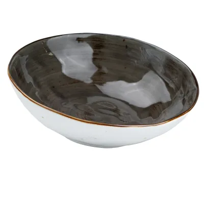 Тарелка фарфоровая глубокая 500 мл 17,5 см, коричневый