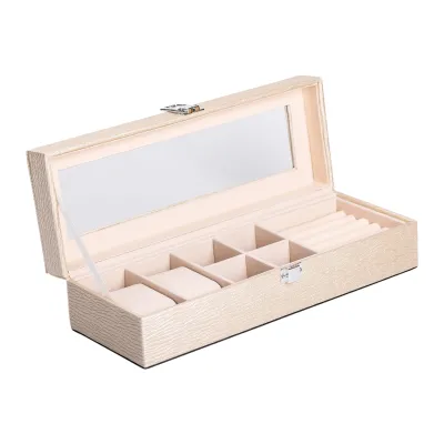 Скринька-органайзер для прикрас із екошкіри на защіпці 31*11*8 см, бежевий