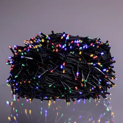 Гірлянда Нитка вулична 1000 LED 100 м на сонячній батареї чорна, мультиколор