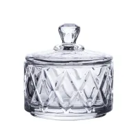 Конфетница с крышкой High Quality из хрустального стекла, diamonds