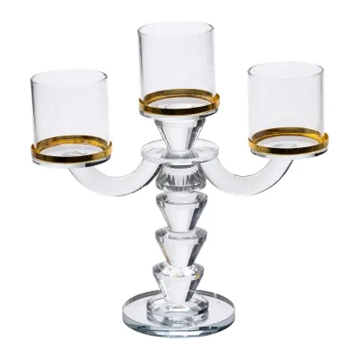 Підсвічник канделябр YIMI скляний на 3 свічки 23.5 см