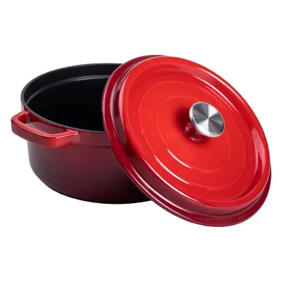 Кокотница чугунная с эмалированным покрытием 3 л, красный