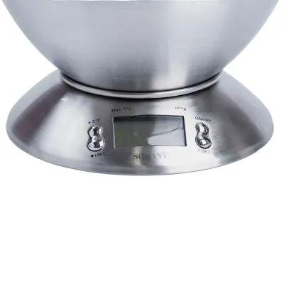 Весы кухонные электронные Sokany SK-1204 с чашей, хром Весы кухонные электронные Sokany SK-1204 с чашей, хром