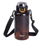 Пляшка для води спортивна 1 л з мундштуком і ремінцем, чорний