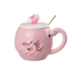 Чашка фарфоровая 500 мл Фламинго с крышкой и ложкой, Nice day