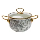 Кастрюля эмалированная 2 л со стеклянной крышкой, flowers