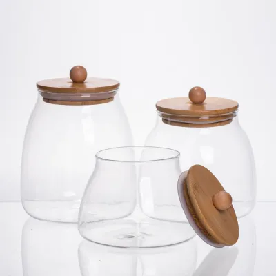 Набор банок для сыпучих продуктов 3 штуки 0.5/0.8/1 л с бамбуковыми крышками Набор банок для сыпучих продуктов 3 штуки 0.5/0.8/1 л с бамбуковыми крышками