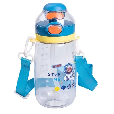  Детская бутылка для напитков 550 мл с ремешком, синий