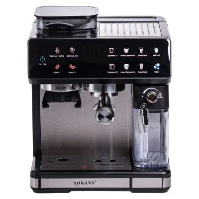 Кавомашина електрична SOKANY SK-04032 ріжкова з сенсорним керуванням 1800 Вт Кавомашина електрична SOKANY SK-04032 ріжкова з сенсорним керуванням 1800 Вт