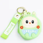 Кошелек-брелок Лабубу силиконовый на молнии 7,5*7*2,5 см, салатовый