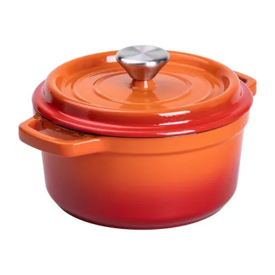 Кокотница чугунная с эмалированным покрытием 2 л, оранжевый