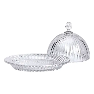 Блюдо для закусок с крышкой стеклянное 20 см