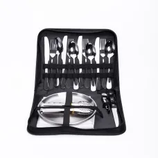 Набор посуды для пикника на 4 персоны 24 предмета, серебро