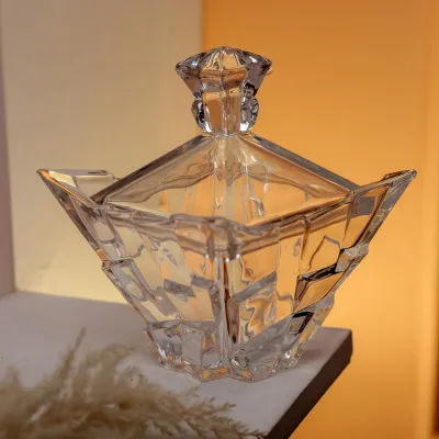 Сахарница Bohemiya из толстого стекла с крышкой 19 см