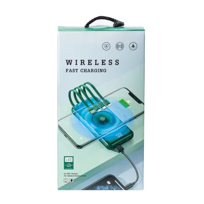 Повербанк 20000 mAh з бездротовою зарядкою USB-C/USB-A 4 шнури в комплекті