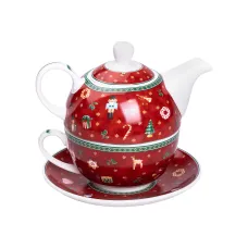 Заварник для чая Christmas с чашкой и блюдцем