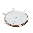 Блюдо для пиццы фарфоровое на вращающейся подставке, белый