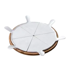 Блюдо для пиццы фарфоровое на вращающейся подставке, белый