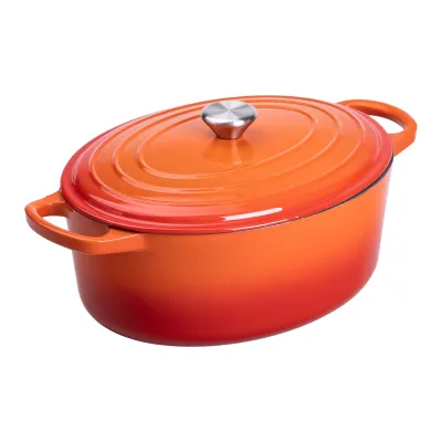 Гусятниця чавунна з емальованим покриттям 6 л, помаранчевий