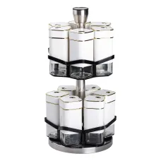 Набор емкостей для специй на поворотной подставке 12 шт по 120 мл, белый