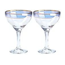 Набор бокалов для коктейлей фигурных на высокой ножке 2 штуки по 290 мл, синий