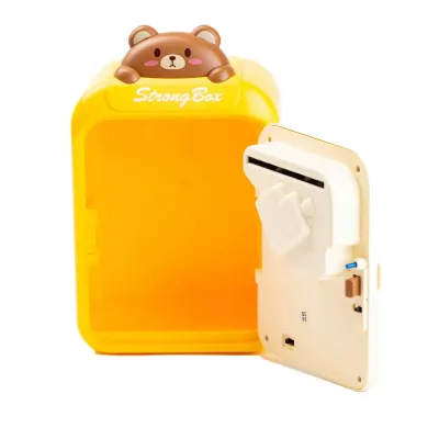 Копилка-сейф детская Bear с кодовым замком и отпечатком пальца, желтый