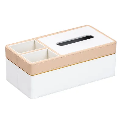 Салфетница-органайзер из эко-кожи 3 отделения, белый с бежевым Салфетница-органайзер из эко-кожи 3 отделения, белый с бежевым