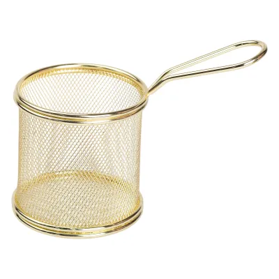 Кошик сервірувальний для фрі та снеків 9х9 см з гальванічним покриттям, золото