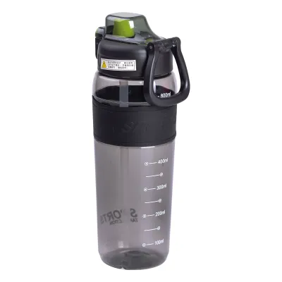 Бутылка для воды Sports 800 мл с трубочкой, черный
