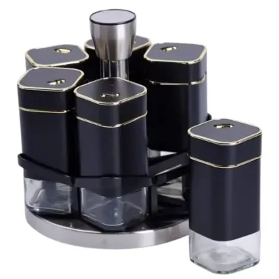 Набор для специй 6 штуки по 120 мл на подставке, черный Набор для специй 6 штуки по 120 мл на подставке, черный