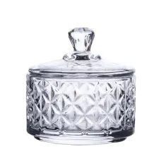 Конфетница с крышкой High Quality из хрустального стекла, ice flowers