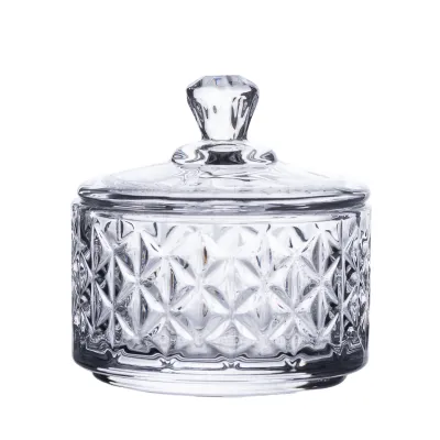 Конфетница с крышкой High Quality из хрустального стекла, ice flowers