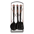 Набор кухонных принадлежностей 6 штук на подставке, черный мрамор