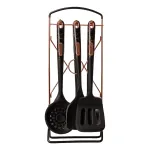 Набор кухонных принадлежностей 6 штук на подставке, черный мрамор Набор кухонных принадлежностей 6 штук на подставке, черный мрамор