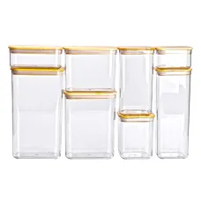 Набор банок для сыпучих продуктов 8 штук с бамбуковой крышкой