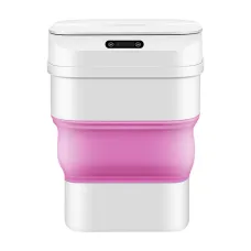 Сенсорное мусорное ведро складное для дома и офиса 8-17,5 литров, розовый
